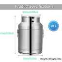 Fulgutonit 7.4 Gallon Stainless Steel Milk Can 28L Milking Bucket Jug