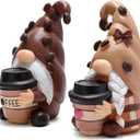 Hodao Coffee Gnome Figurines - Hand-Painted Resin Indoor Decor, Set of 2 Cute Cafe Bar Decorations, Perfect Home & Bedroom Ornaments, Ideal Gift for Coffee Lovers and Housewarming