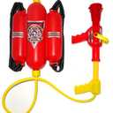 4E's Novelty Firefighter Backpack Water Gun Blaster for Kids- Tank with Hose Shooter, Super Water Squirt Suitable for Outdoor Play Boys & Girls, Fireman Pretend Play