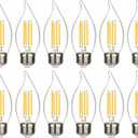 BORT C35/CA11 Chandelier led Light Bulbs, Dimmable 4W Equivalent to 40W LED Candelabra Bulbs, 2700K Warm White, E26 Standard Base LED Bulbs, Flame Tip (12 Pack)