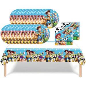 41 pcs Themed Party Supplies, 20 Plates, 20 Napkins and 1 Tablecloth, Birthday Party Decorations for Boys and Girls, 70x42 inches