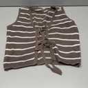 RoseSeek Women's Bow Tie Front Striped Sweater Vest V Neck Sleeveless Knit Vests, S