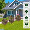 Artificial Purple Rose Topiary Ball Trees with Ground Spike Set of 2, Faux Boxwoods for Outdoor Planters, UV Resistant Artificial Outdoor Plants for Porch, Fake Bushes Round Shrub