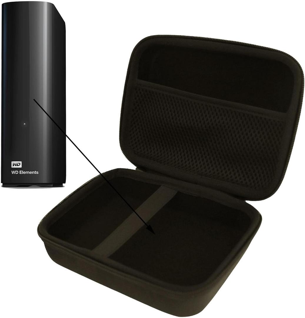 Hard EVA Carrying Case Compatible with for Western Digital WD Elements Desktop External Hard Drive WDBWLG-TBHBK-NESN.(6.88 * 5.31 * 2.75 inch)