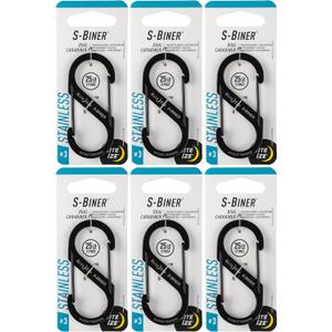 S-Biner, Size 3, Black (6 pack)