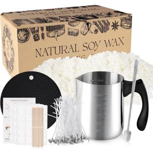 Candle Making Kits for Adults,Beginner,Kids, Soy Wax, Making Supplies Include 5 LB Soy Wax Flakes, 100 Candle Wick, Centering Devices, Melting Pot