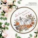 MAQIKA Fall Pumpkin Floral Wall Art, Autumn Decor, Rustic Round Wall Hanging, Farmhouse Canvas Prints for Home Living Room, 10x10 Inch