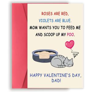 4 x Funny Cat Valentines Day Gifts for Cat DadCute Cat Valentines Day Cards, Cat Valentines Gifts for Husband, Cat Vday Cards (AM-381)