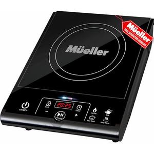 Mueller RapidTherm Portable Induction Cooktop Hot Plate Countertop Burner 1800W, 8 Temp Levels, Timer, Auto-Shut-Off, Touch Panel, LED Display, Auto Pot Detection, Child Safety Lock, 4 Preset Programs