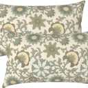 LVTXIII Outdoor/Indoor Lumbar Pillows, Decorative Patio Lumbar Cushions, Fluffy Water Repellent Garden Cushions for Home Patio Coach Sofa Use, 12×20 Inch, Pack of 2, Floral Symphony‌