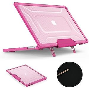 SEYMAC stock Case for MacBook Pro 14 inch, Shock-Absorbing Protection with Folding Stand &Mouse Pad/Bag Case for MacBook Pro 14'' A3112 A3185 A3401 A2918 A2992 2779 2442 m4-m1 2024-2021 (Pink)