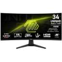 Msi MAG 346CQ 34-inch 3440 x 1440 (UWQHD) Gaming Monitor, 180Hz, Adaptive-Sync, HDMI, DisplayPort, VESA Mountable, Tilt, Height Adjustable, Speaker, 1ms, Black