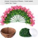Artificial Faux Hanging Flowers Plants Baskets for Outdoors, Fake Silk Morning Glory Eucalyptus in Planter UV Resistant Realistic Outdoor Flowers for Outside Porch Patio Balcony Garden Yard Home Decor