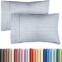 King Pillow Cases Set of 2 - Ultra Soft Hotel Quality Pillowcase Covers - Comfy, Cozy & Wrinkle Free - Shrinkage and Fade Resistant - Machine Washable Pillow Protectors - 2 Piece Set - Blue Stripes 2