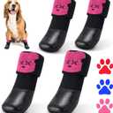 Dog Cat Boots Shoes Socks with Adjustable Waterproof Breathable and Anti-Slip Sole All Weather Protect Paws, Pink, Large (Pack of 4)