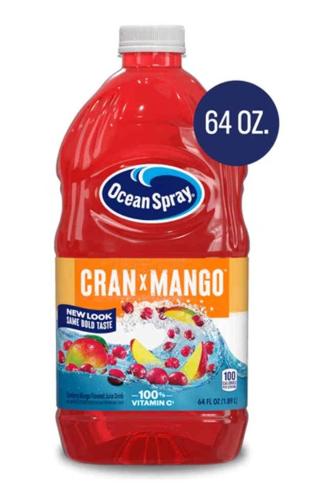 Ocean Spray® Cran-Mango™ Cranberry Mango Juice Drink, 64 Fl Oz Bottle (Pack of 8) Best By 07/06/2026