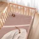 Lulu Moon Muslin Crib Sheets - Fitted Crib Mattress Sheets for Boys and Girl - 28"x 52", Sand 