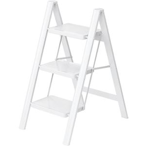 3 Step Ladder,Folding Step Stool with Wide Anti-Slip Pedal,330lbs Load Capacity,Lightweight and Portable for Kitchen Space Saving (White) 3 Step Ladder,Folding Step Stool with Wide Anti-Slip Pedal,330lbs Load Capacity,Lightweight and Portable for Kitchen Space Saving (White)