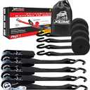 XSTRAP STANDARD Ratchet Tie Down Straps 4 Pk 10 Ft- 300 Lbs Load Cap- 900 Lbs Break Strength-Cargo Straps for UTV, ATV, Pickup,Truck, Moving Appliances, Lawn Equipment, Black