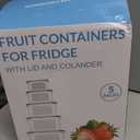 5 PCS Large Fruit Storage Containers for Fridge with Removable Colanders, Airtight Food Storage Containers with 5 Lids, 4 in 1 Produce Containers Keep Berry Fruits Vegetable Food Meat Fresh Longer