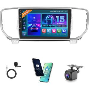 Hikity Android 15 Car Stereo for 2016-2018 Kia Sportage KX5 Radio 2+64GB 9 Inch Touchscreen Car Radio Wireless Apple Carplay Android Auto Support GPS Navigation WiFi Bluetooth FM EQ Backup Camera