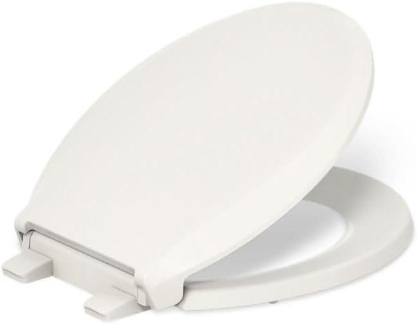 KOHLER K-7316-96 Cachet Quick-Release Round-Front Toilet Seat, Quick Attach Hardware, Easy to Clean, Color-Matched Plastic Hinges, Biscuit