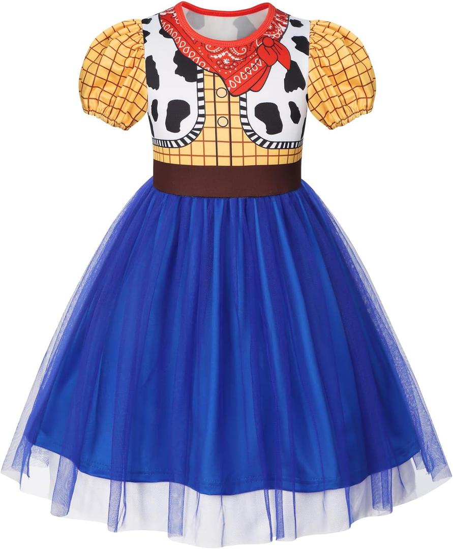 Eledobby Cowgirl Costume Girls Toddler Halloween Dress Up Princess Outfits Christmas Birthday Gift 3-4T
