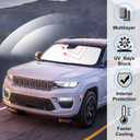 Windshield Sun Shade Custom Fit for 2022 2023 2024 2025 2026 Jeep Grand Cherokee 4XE Accessories Foldable Window Sunshade Protect Car from Sun Rays & Heat Damage Keeps Car Cooler