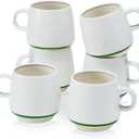 11 Ounce Porcelain Coffee Mugs Set of 6 with Handle Perfect for Coffee, Tea, Milk, Chocolate and Latte, Ceramic Coffee Cups Set for Man and Woman (Cozy Green)
