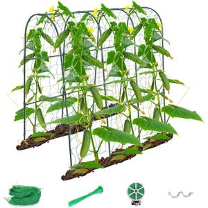 Cucumber Trellis for Raised Bed,U-Shape Garden Trellis for Climbing Plants Outdoor, Metal Arch Trellis for Vegetables, Plant Support for Vine,Tomato, Pea (Green, 49.6" L×30" W×47.2" H)
