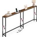VASAGLE 78.7"Console Table, 25.2-35.2"Height Adjustable, with Power Outlet