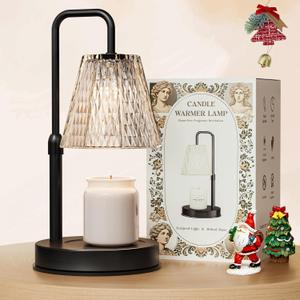 Candle Warmer Lamp with Timer  Dimmable Wax Warmer for Vintage Room Decor, Height Adjustable Candle Lamp for Mom, Birthday Gifts for Women,House Warming Gifts for New Home Decor with 2 Bulbs (Black)