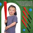 Wettarn 4 Pcs Foam Baseball Bat 24 Inches Foam Bat with Safe Soft Baseballs T Ball Set for Outdoor Indoor Sport Game Beginners Practice Playing Training(Red)