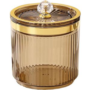 Plastic Cotton Swab Ball Box Pad Holder Floss Organizer Box Clear Container Dispenser-Amber