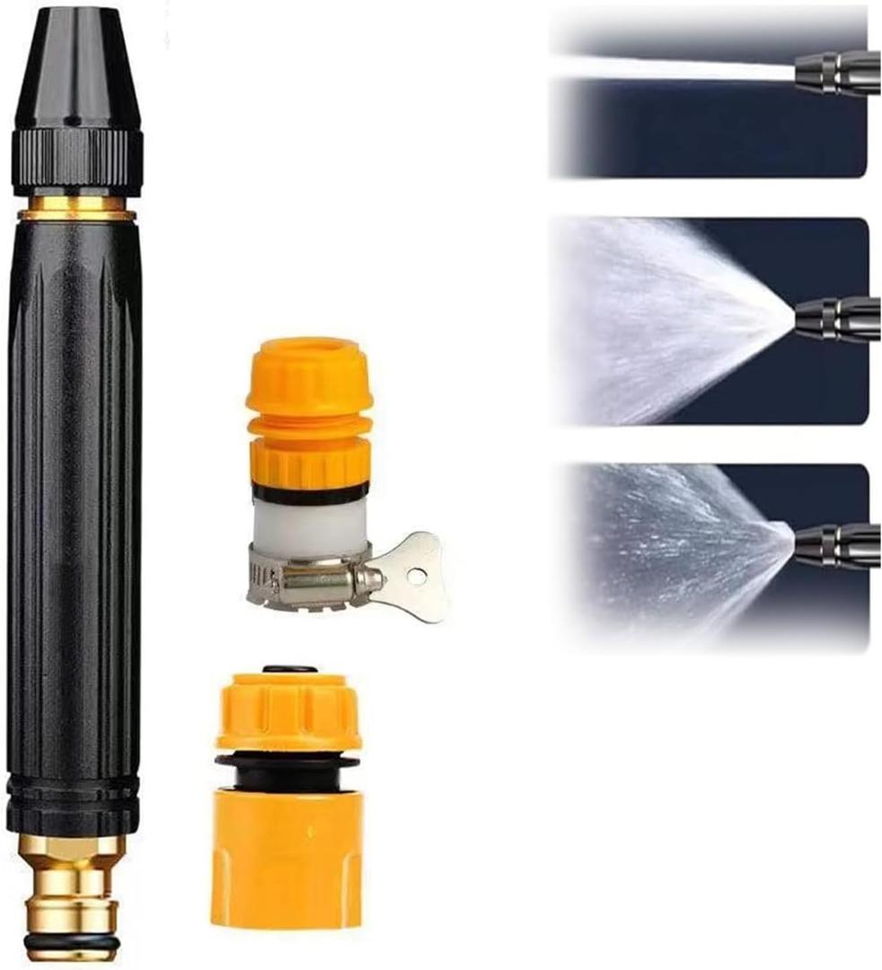 High-Pressure Water Gun Nozzle Set - Home High-Pressure Car Wash Water Gun with Quick Connect Adapters for Garden, Lawn, and Auto Cleaning, 17x12x4cm