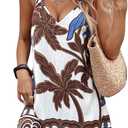 SOLY HUX Women's Summer Boho Printed Mini Dress V Neck Spaghetti Strap Flowy Vacation Cami Dresses Sundress, Size Medium