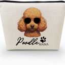 2 x Livel lhood Poodle Mom Makeup Bag Canvas Organizer Bag Toiletry Zipper Pouch Adorable Sunglasses Poodle Cosmetic Bag Present for Poodle Lovers Poodle Mom Women