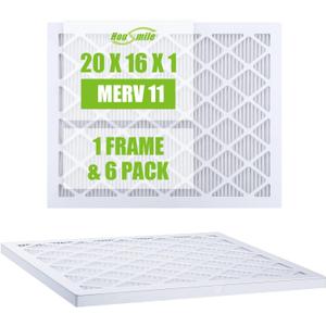 Housmile 16x20x1 Air Filter, MERV 11, MPR 1000, Unique ABS White Plastic Frame, Durable and Easy to Replace, Clean Living Basic Dust, 6 Pack (Exact Size: 19.6" x 15.6" x 0.9")