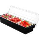 FEOOWV 3-Compartment Condiment Server Caddy Container with Lid, Serving Tray for Fruit,Candy, Dips, Bar Restaurant Supplies,Garnish Organizer Box (1)