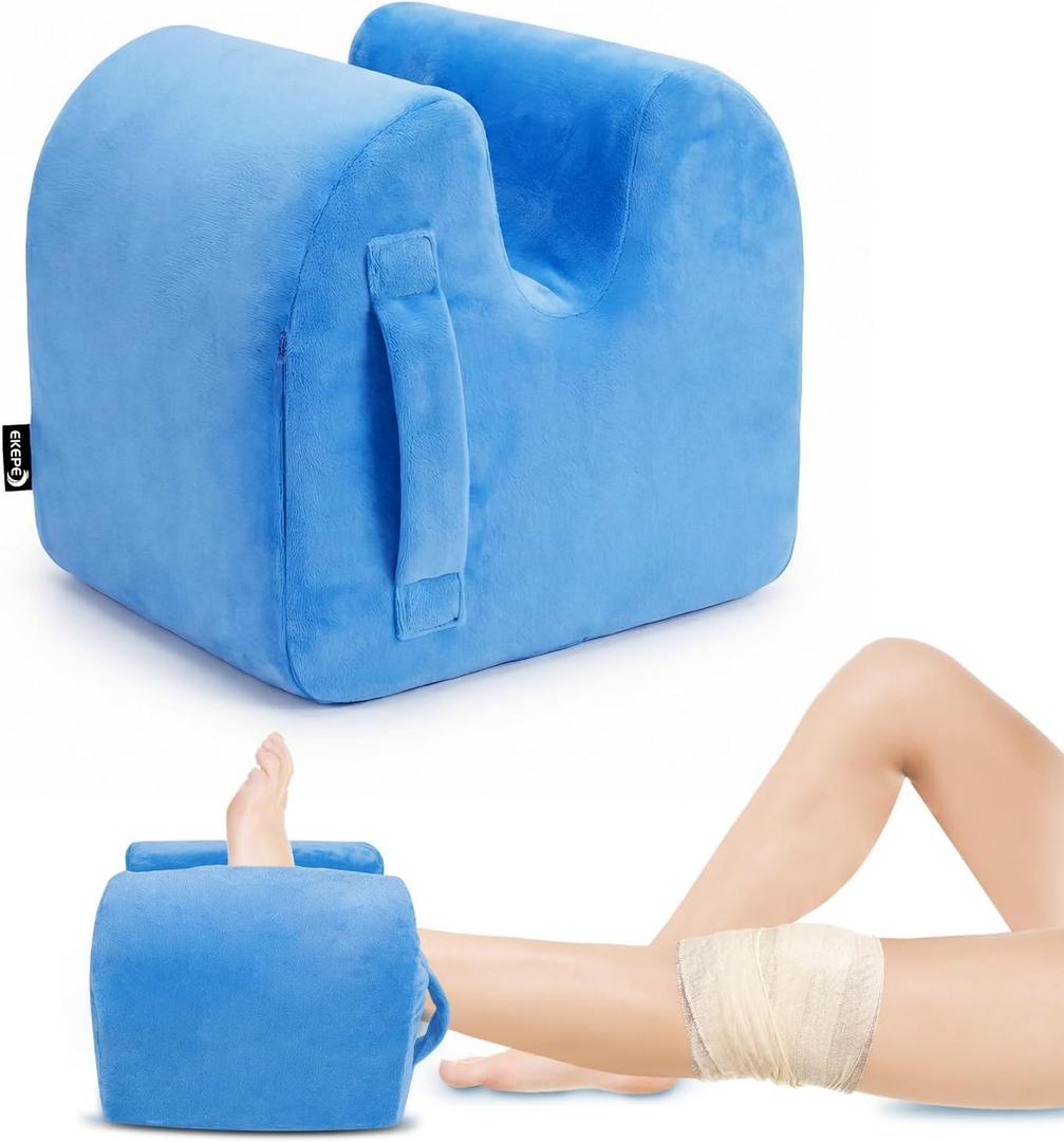 EKEPE Knee Replacement Surgery Pillow for Post Surgery Recovery - ACL Surgery, Knee Surgery and Hip Surgery Recovery, Memory Foam Leg Elevation Pillow for Leg Support, Rehab, Extension - Blue