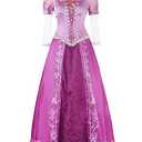 JerrisApparel Women’s Princess Costume Dress Halloween Cosplay Dress Up (L, Purple)