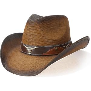 Cowboy Hat,Cowgirl Hat,Western Cowboy Hats for Women/Mens/Straw Wide with Shapeable Brim Cowboy Hat for Womens (One Size, Brown)