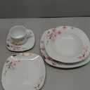 VEWEET Annie Porcelain Dinnerware, 6-30 Piece Pink Floral Dish Set With Plates and Bowls Including Dinner, Dessert, Soup, Cups & Saucers