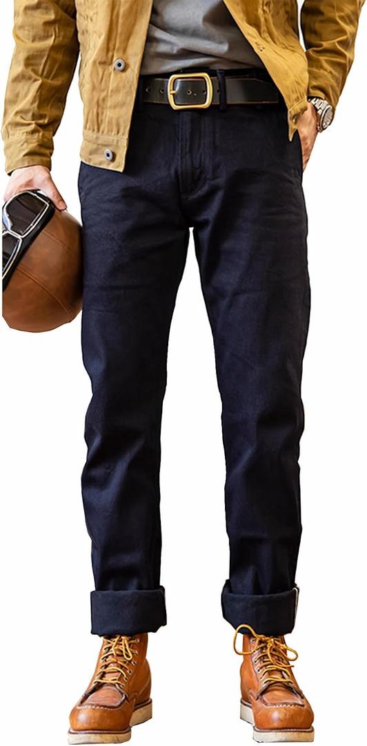 Red Tornado Vintage 14.5oz Men's Jeans Raw Selvedge Denim Pants Slim Fit Taper Jean Blue-Black Double Dyeing L30W31
