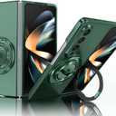 Compatible with Samsung Galaxy Z Fold 4,Magnetic Stand Ring Holder Shockproof Slim Cell Cover Protective,Phone Cover Case for Samsung Galaxy Z Fold 4 5G (Green)