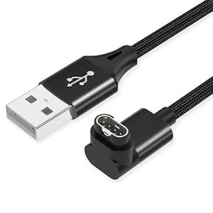 AGVEE 3.3ft Charger for Garmin Watch, L-Shape Charging Cable for Fenix, Forerunner, Vivoactive, Instinct, Venu, Tactix, Approach, D2, Quatix Series, Right Angle Braided, Black