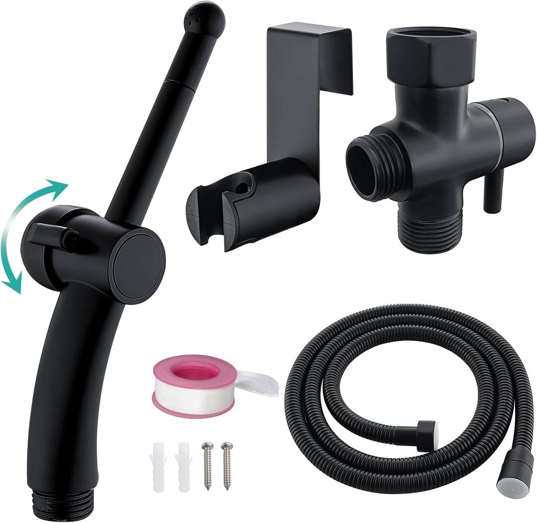 BARROCK Bidet Sprayer for Existing Toilet, Advanced Handheld Ergonomic Jet Spray Set with Precision Water Pressure Control for Muslim Shower/Feminine Hygiene/Pet Cleaning, Matte Black