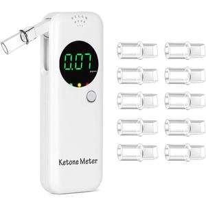 Ketone Meter Professional Ketosis Breath Tester for Tracking Ketosis Levels - Portable High Accuracy Ketone Breath Analyzer with 10 Replaceable Mouthpieces