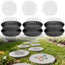 6 Pcs Stepping Stone mold with Reinforced Steel Net, Round Plastic Cement molds for Concrete, Dia 10.2 in/ 1.18 in Depth Black Tray, Reusable DIY Form for Garden Path, Walkway