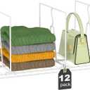 Wire Shelf Dividers for Closet: Tall 12 Pack 12-inch Deep Wire Rack Accessories - Adjustable Purse Organizer for Clothes Handbags - Metal Pantry Separators